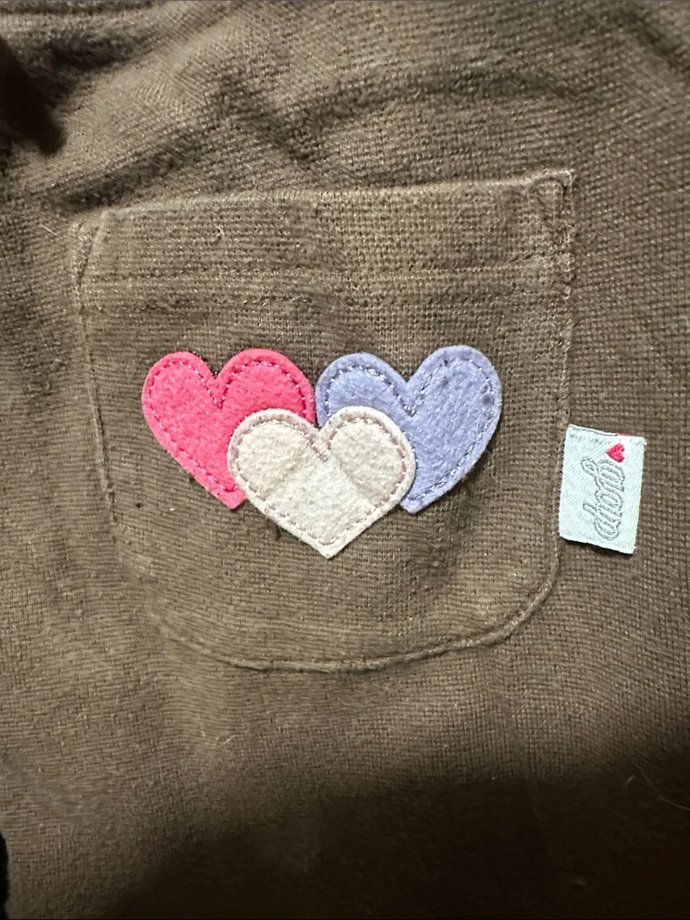 🎉GAP Brown Capri Sweatpants with Pink & Purple Heart Patch A208